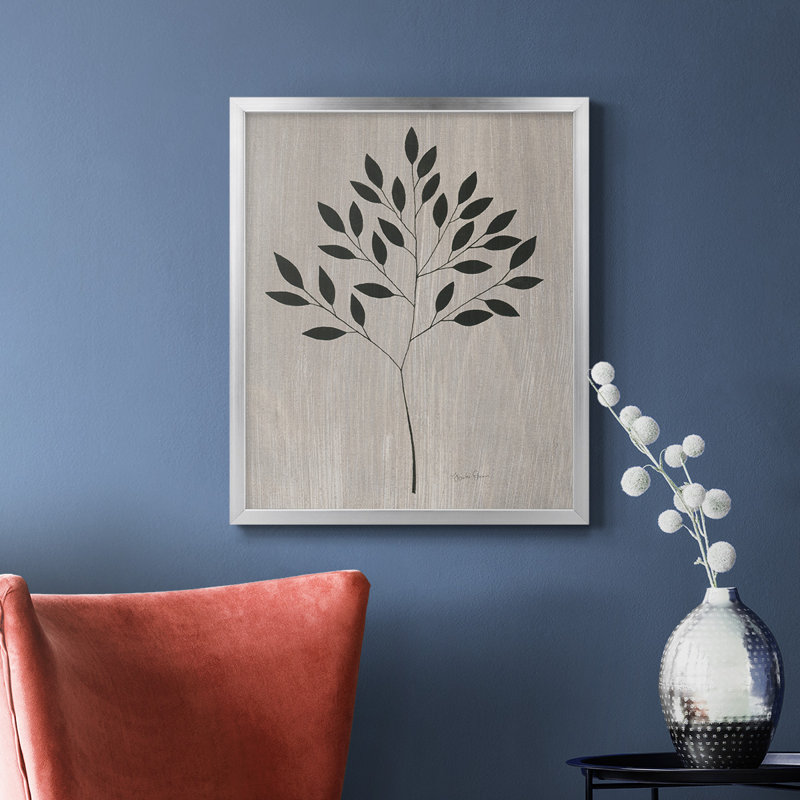 Feuilles et bois I, toile encadrée de qualité supérieure - prête à être accrochée, Argent, H 20 po x l 16 po