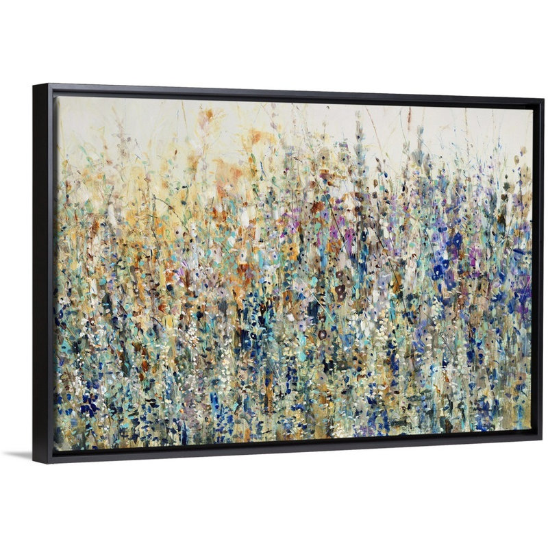 « Thicket Wildflowers » peinture sur toile, Reproduction avec cadre flottant, H 21,25 po x l 31,25 po x po, Noir