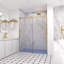 Porte de douche sans cadre, porte de douche en verre coulissante double l 56-60 po x H 74 po avec porte de douche en verre trempé épais épais de 5/16 po (8 mm), système de fermeture en douceur et revêtement anti-déflagrant Nano, or brossé-105009866