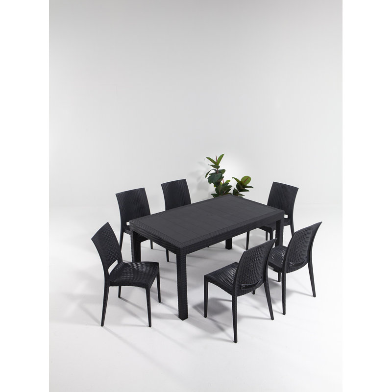 Cardamom 6 - Person Patio Dining Set with Rectangular Table