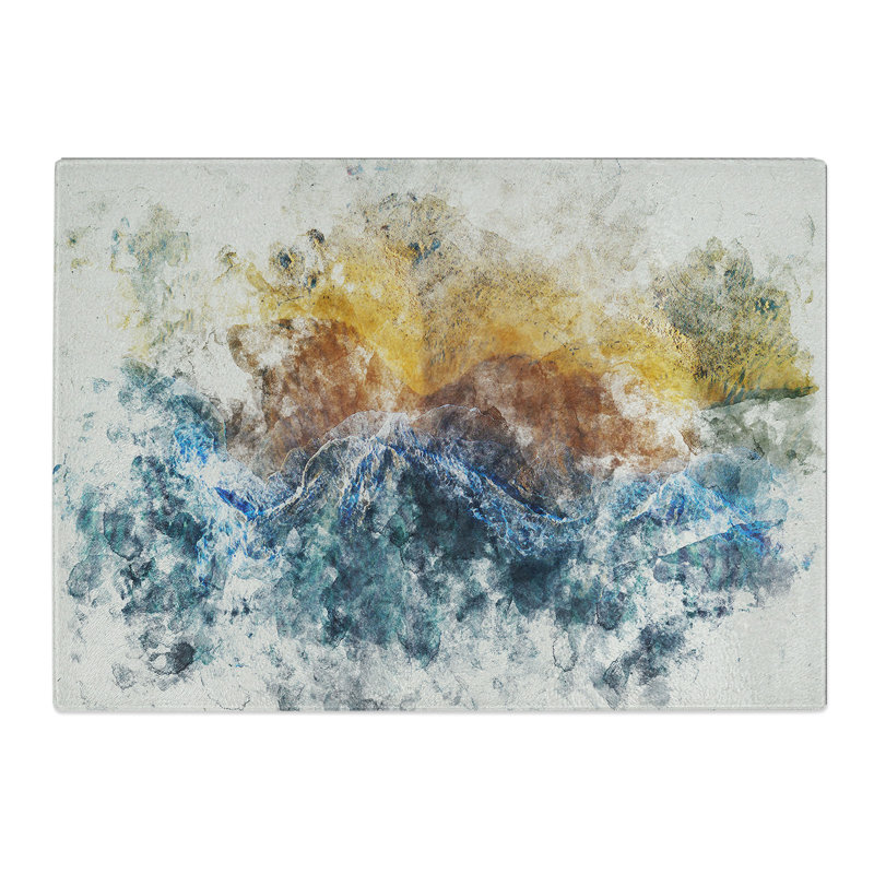 Incoming Waves Watercolour Chopping Board, 0.4cm H x 20cm W x 28.5cm L
