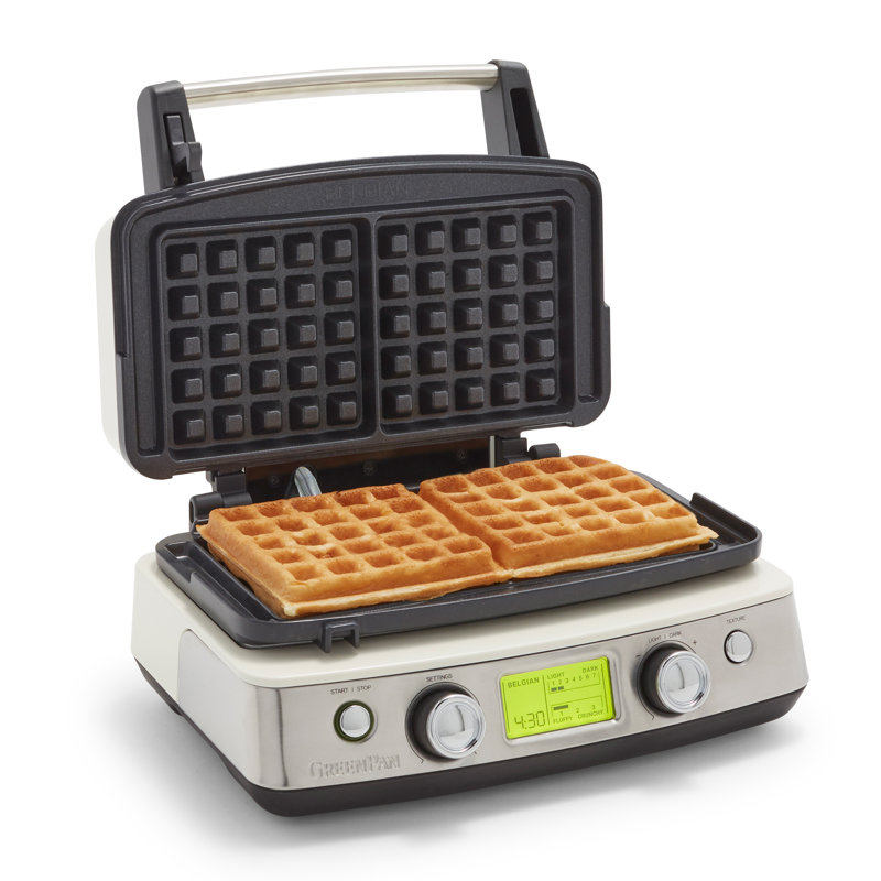 GreenPan Elite 2-Square Waffle Maker, Cloud Cream