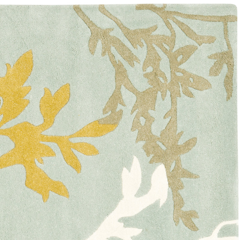 Soho Hand Tufted Wool And Viscose Floral Rug, Rectangle 5' x 8'