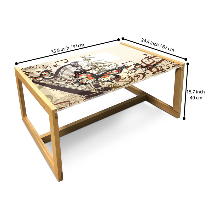 Table basse East Urban Home Butterflies, H 15,75 po x L 35,83 po x l 24,4 po