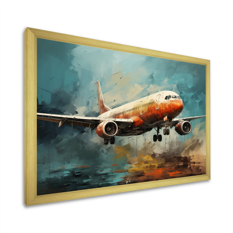 Voyage en avion sur toile, Cadre doré à une seule photo, H 34 po x l 44 po x P 1,5 po