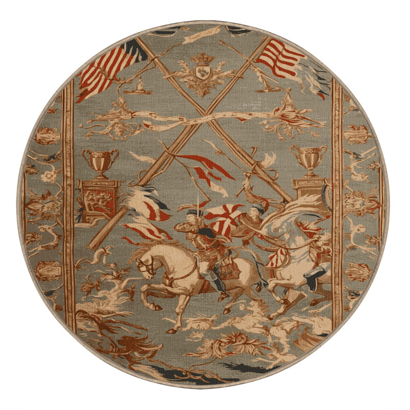 Tapis beige français lavable à la machine, Rond 6 pi