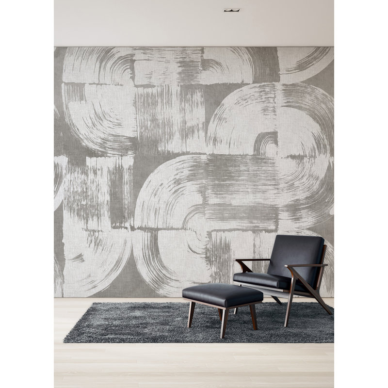 Dove Grey Abstract Brushstrokes Non-Pasted Wall Mural