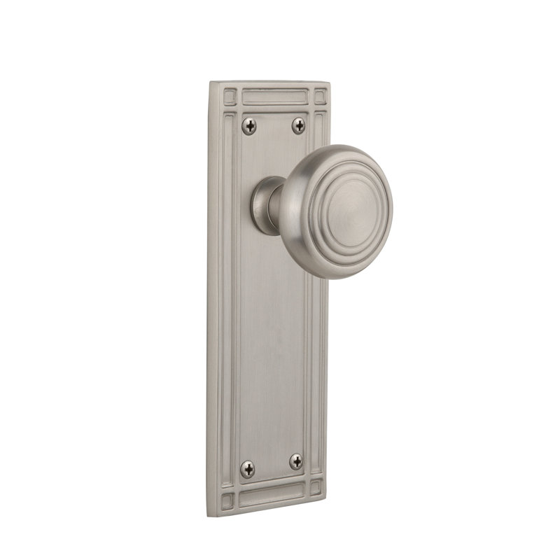 Plaque de mission avec bouton de porte décoratif, 2 3/8, Nickel satiné