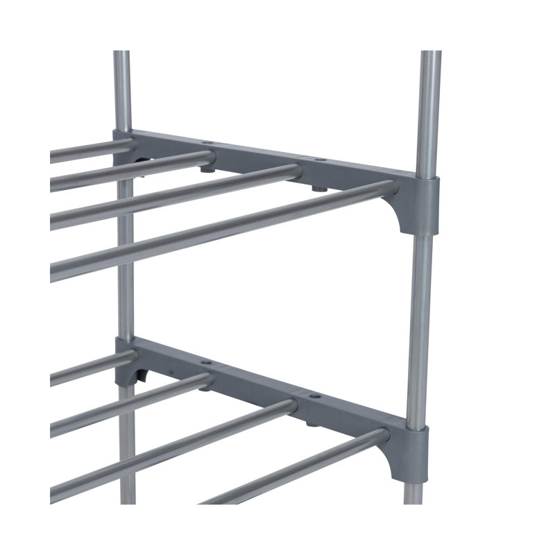 Gray 5-Tier Stackable Metal Shoe Rack for Closets