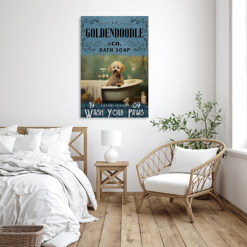Goldendoodle Bath Soap - 1 Piece Rectangle Graphic " Goldendoodle Bath Soap - 1 Piece Rectangle Graphic Art Print On Wrapped Canvas "