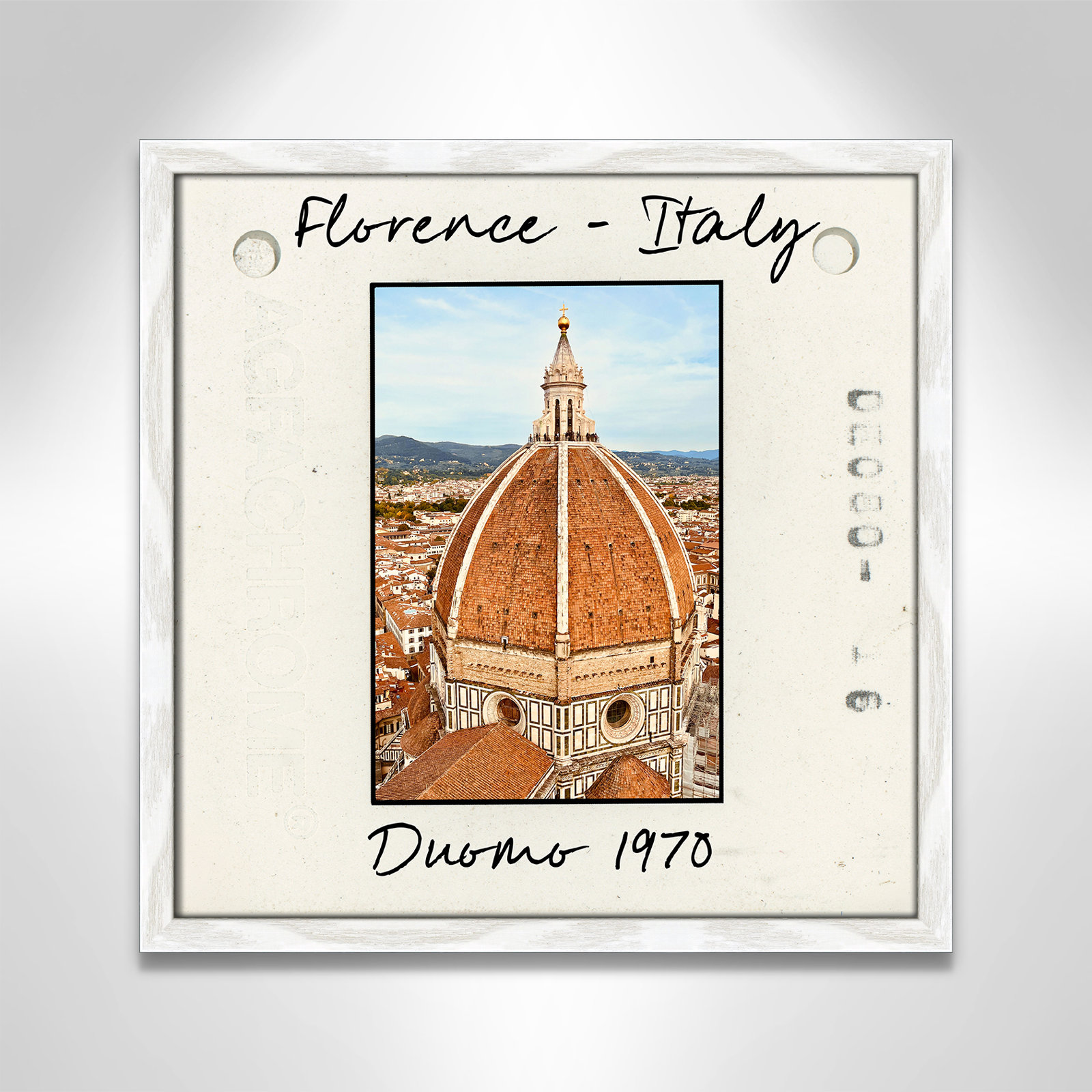 Travel Slide Collection "Florence, Italy - Duomo" Print, 17" H x 17" W x 0.75" D, Walnut Single Picture Framed Paper