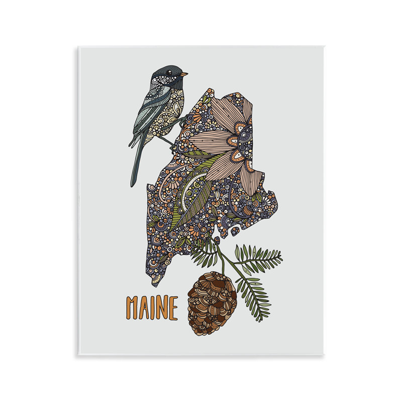 Art floral sur plaque murale Maine State par Valentina Harper