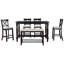 6 tables de salle à manger avec tablette à hauteur de comptoir, 4 chaises et banc pour une collection de style familial, et une tablette de qualité-1258848845