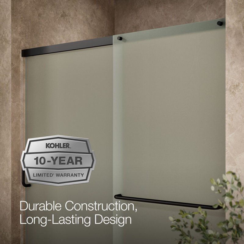 Elate Sliding Shower Door, 70-1/2-In H X 56-1/4 - 59-5/8-In W, With 1/4-In Thick Crystal Clear Glass, Black/Frosted