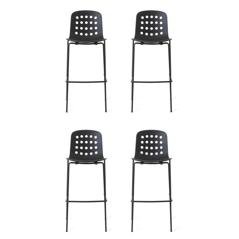 Tabouret de bar perforé Holi (ensemble de 4), Vert olive