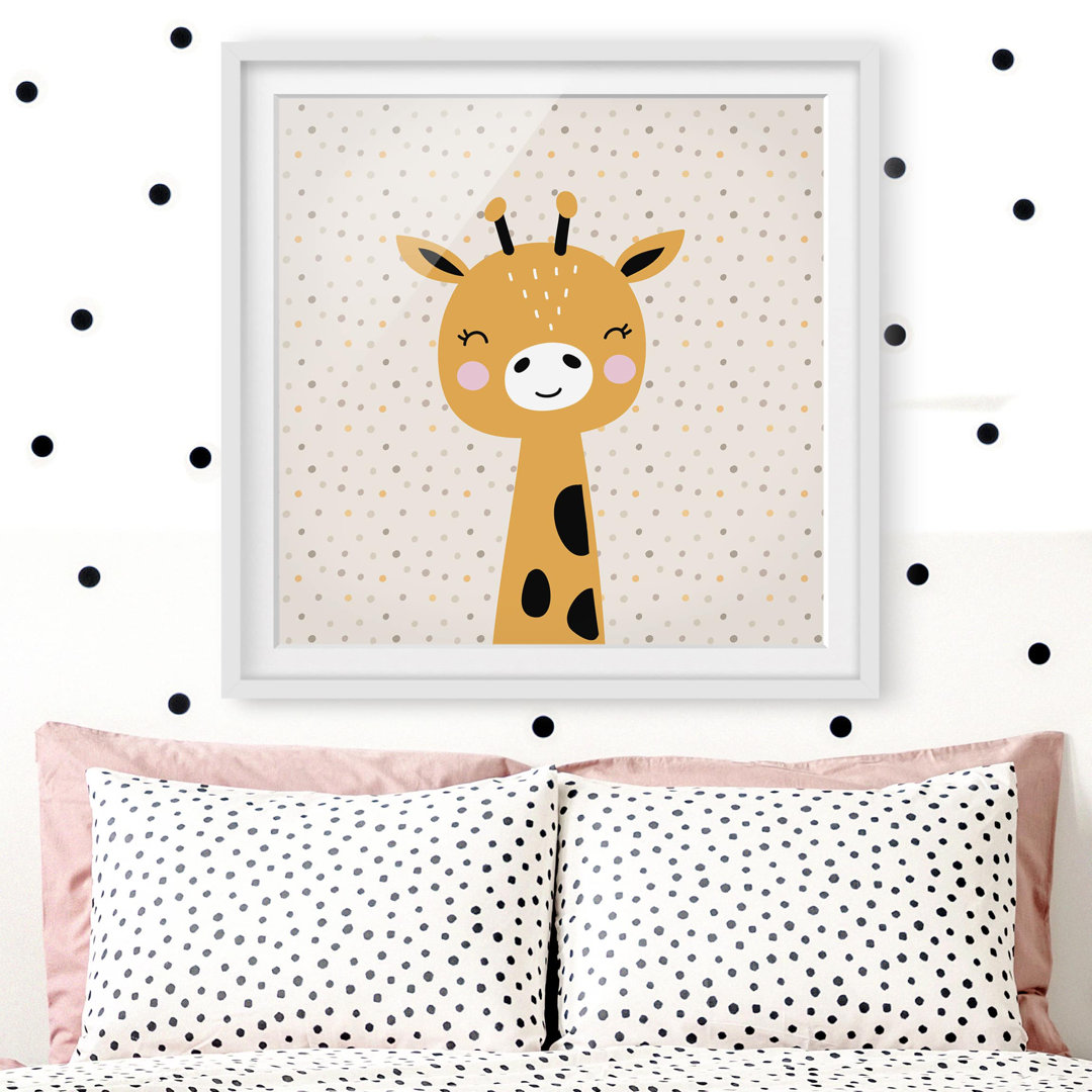 Gerahmtes Papierbild Baby Giraffe