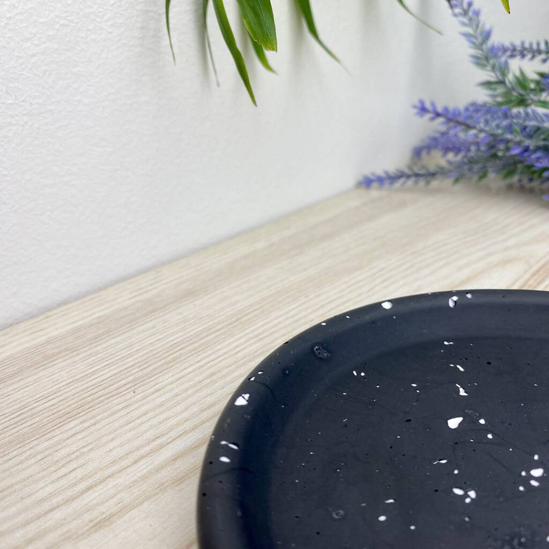 Round Trinket Tray Dish, Black/White