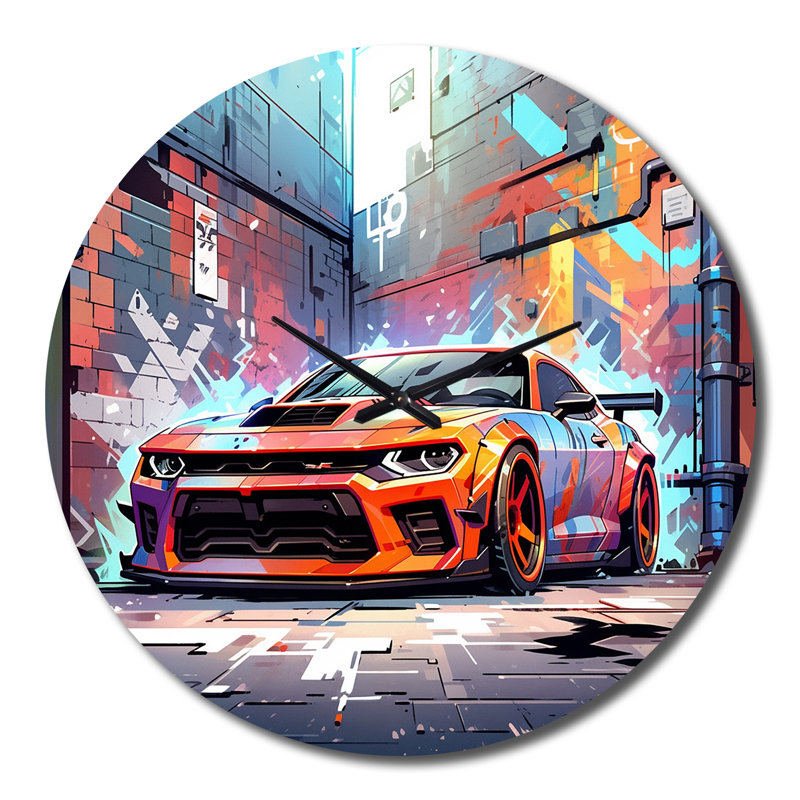 Horloge murale Graffiti Muscle Car III - Car Muscle Car, Très grand