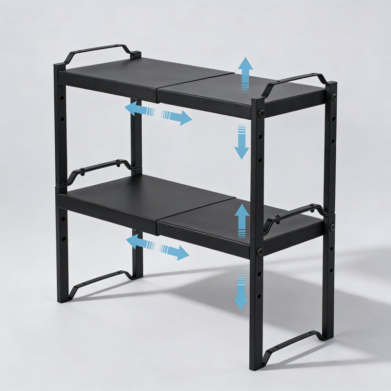 Tablette de rangement extensible et empilable, Noir