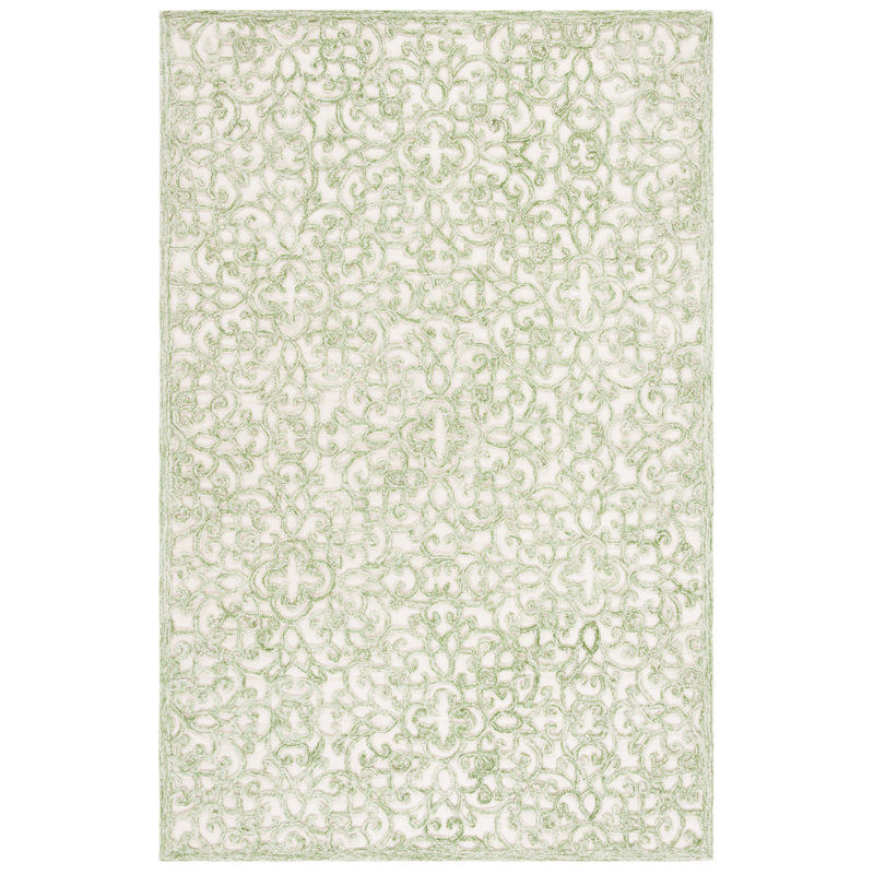 Trella Hand Tufted Wool And Cotton With Latex Floral Rug, Rectangle 4' x 6'