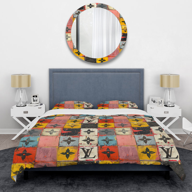 Ensemble de housse de couette Designer, Housse de couette pour grand lit + 2 taies décora