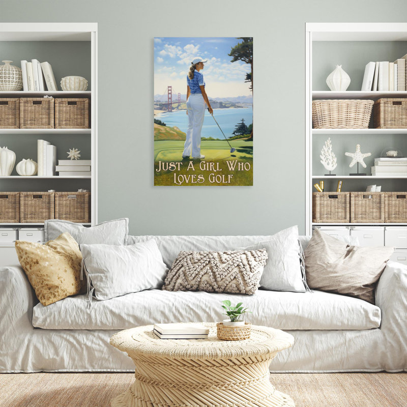 " Just A Girl Who Loves Golf - 1 Piece Rectangle Graphic Art Print On Wrapped Canvas ", L 24 po x H 36 po