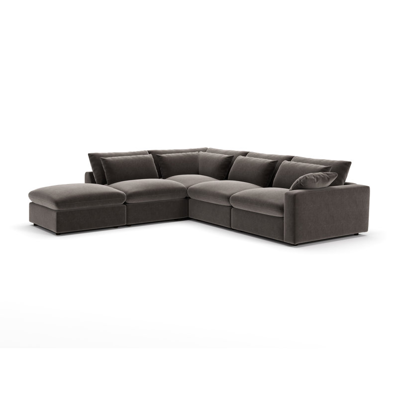 Remy 5-Piece Modular Chaise Sectional, Left Hand Facing, Andrew Espresso Performance Chenille