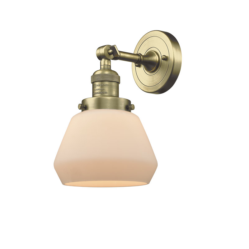 Applique murale pour salle de bain 1 lumière Chill, Boîtier blanc mat, Ampoule DEL 6 watts Vinage, Laiton antique