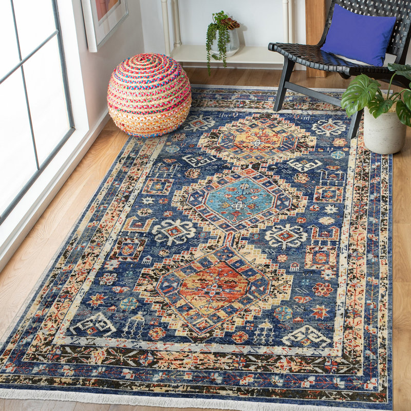 Willow Mohave Blue Hand-Knotted Wool Area Rug, Rectangle 2' x 3'
