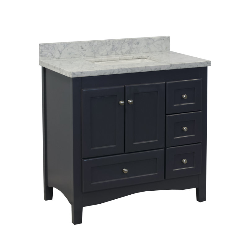 Abbey 36" Coastal Blue Pine Bathroom Vanity with Quartz Top