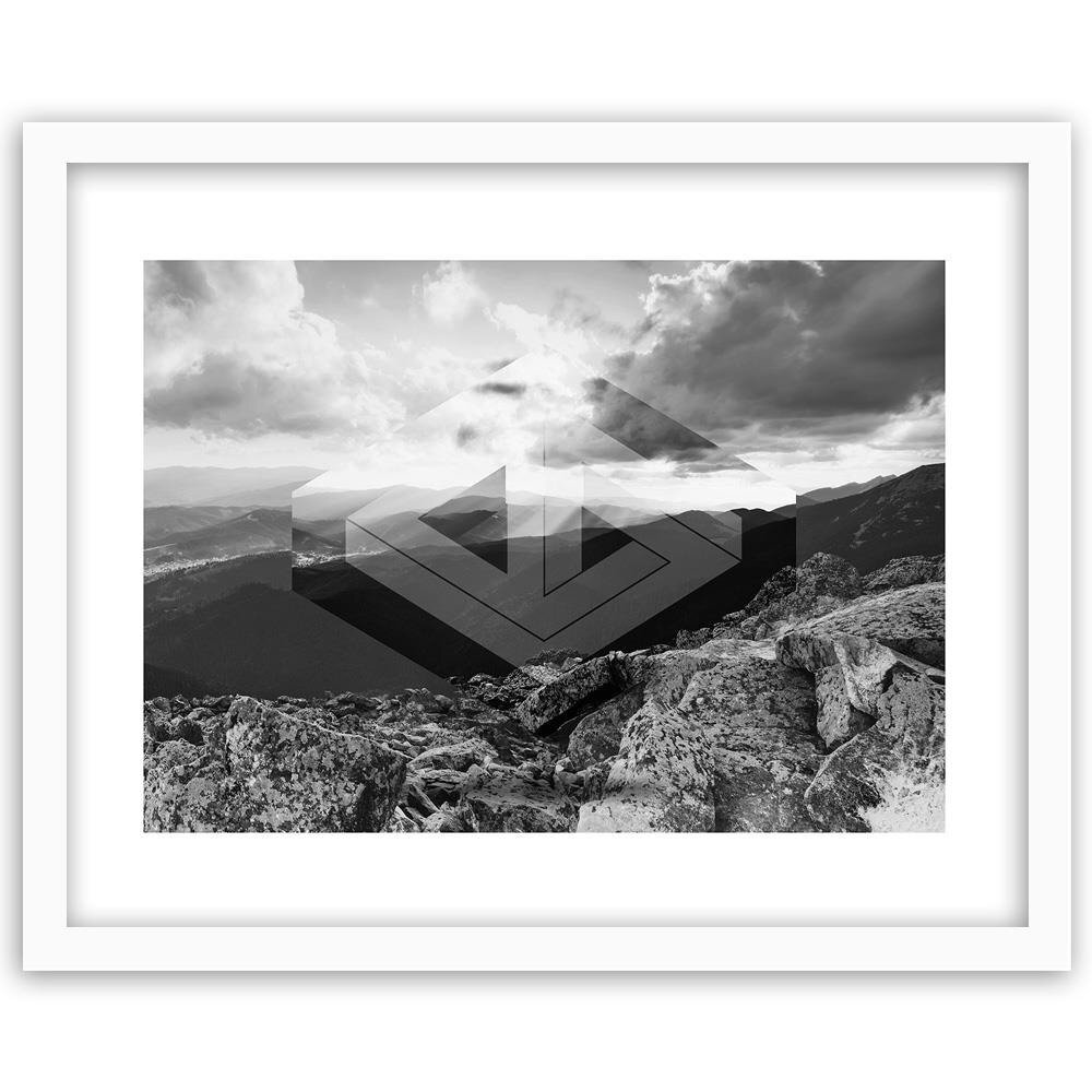 Gerahmter Fotodruck Landschaft mit geometrischer Figur 3