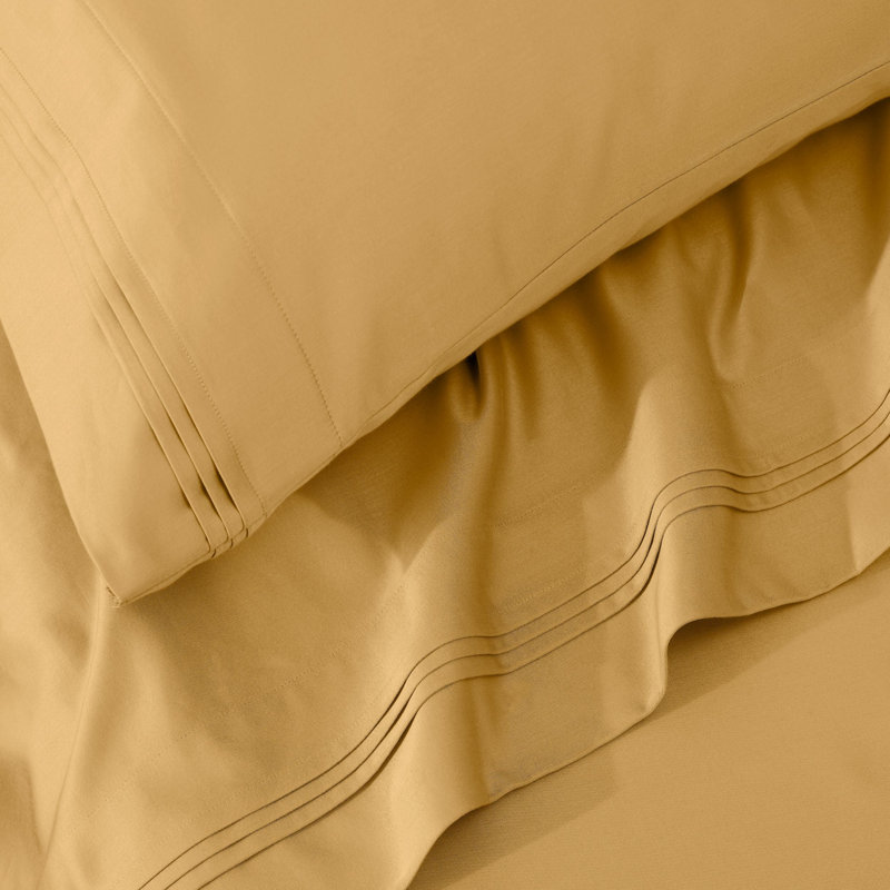 Ensemble de taies d'oreiller de couleur unie en coton égyptien certifié 650 fils Aldin, Très grand lit, Sucre d'érable