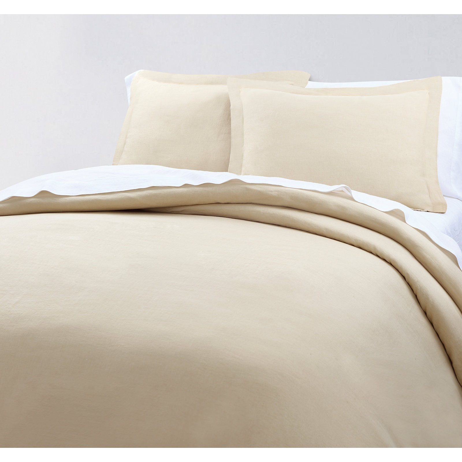 Frazier Modern & Contemporary 100% Linen Duvet Cover, Full/Queen Duvet Cover + 2 Standard Shams, Blue