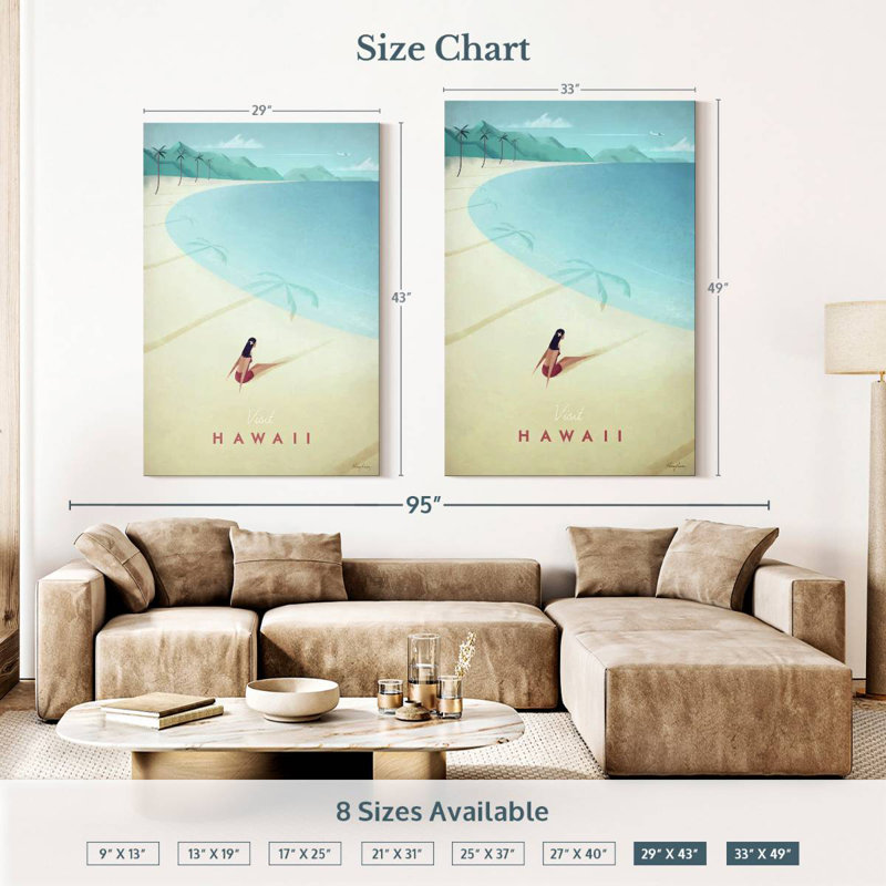 Affiche de voyage rétro Aime, visite d'Hawaï, H 48 po x l 32 po