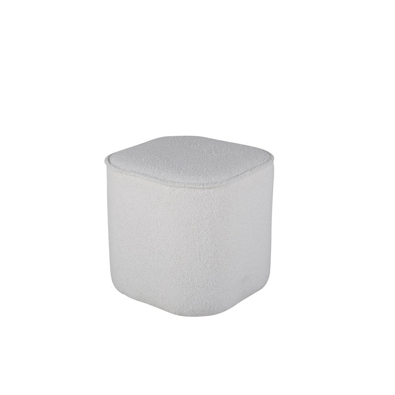 Darene 44cm Wide Round Pouf Ottoman, Off White Velvet