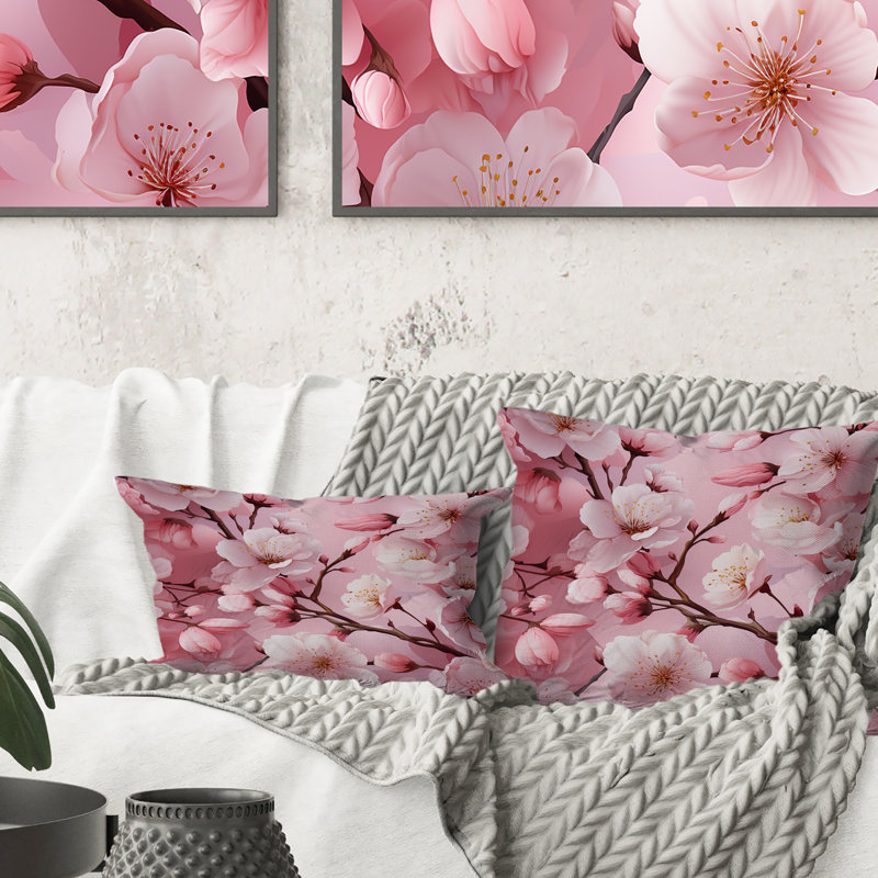 Coussin en polyester rose, H 18 po x l 18 po