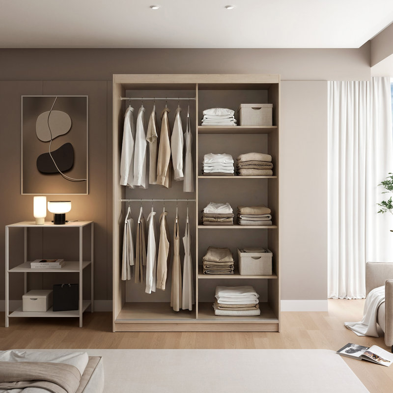 Manufactured Wood Wardrobe, 205cm H x 140cm W x 60cm D, Oak