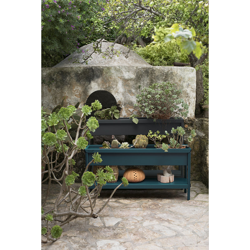 Pot à fleurs surélevé 100% acier Terrazza, H 35,5 po x l 47 po x P 12 po, Bleu Acapulco
