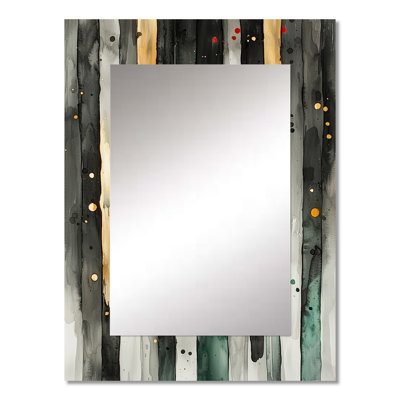 Gold Green Ethereal Optical Currents I - Fauvism Mirror, Modern Decorative Wall Mirror, Printed Metal Art