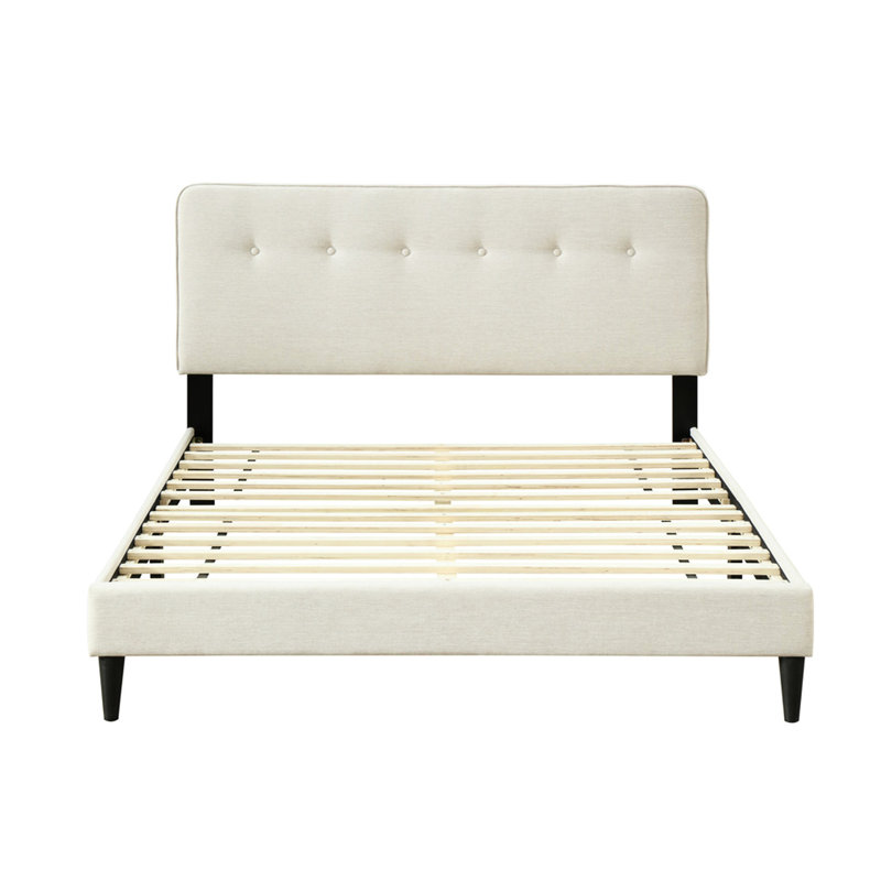 Grand lit tapissier dans une boîte avec charge, tête de lit en tissu, 83,68 po Profondeur, 62,67 largeur, 42,93 hauteur, poids de 72,2 lb,