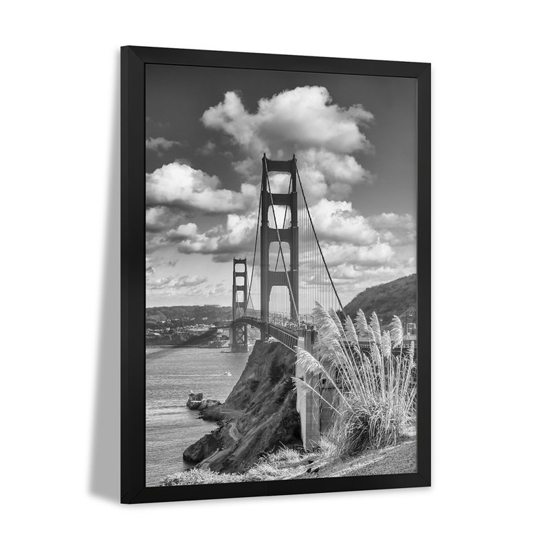 San Francisco Golden Gate Bridge - Affiches encadrées monochromes de qualité supérieure, H 32 po x l 24 po