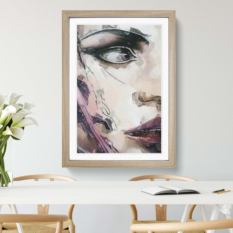 The Urban Woman in Abstract - Framed Print, 60cm H x 40cm W x 2cm D, Oak