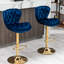 De 2 tabourets de bar, réglable en hauteur, velours bleu marine + pieds dorés, repose-pieds et base, fauteuil rembourré de mousse 2 pièces et tissu