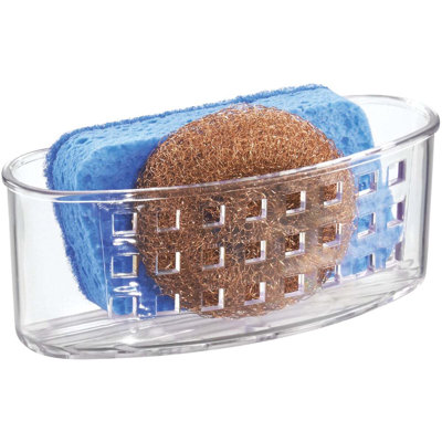 iDesign 38900 Sponge and Scrubber Holder, 2-1/2 in L, 6-1/2 in W, 2-1/2 in H, Plastic, Clear