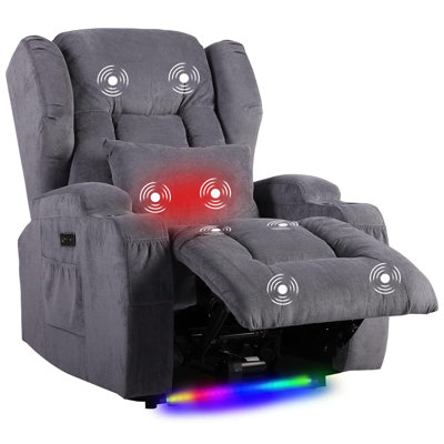 Havya Power Recliner Home Theater Chair with Cup Holders Built-in USB Port LED Lights by Ivy Bronx