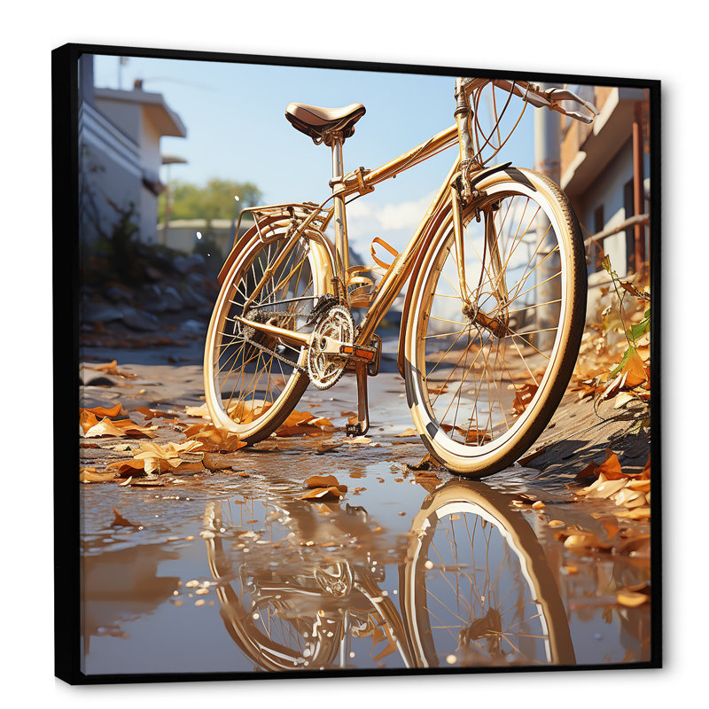 Or sur roues, impression sur toile, H 16 po x l 16 po x P 1 po, Cadre flottant noir