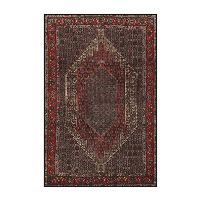 Tapis brun/gris/brun clair traditionnel, Rectangle 7 pi x 10 pi