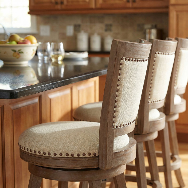 Dorrell Swivel Upholstered Counter Stool with Solid Wood Frame, Counter Stool (25" Seat Height)