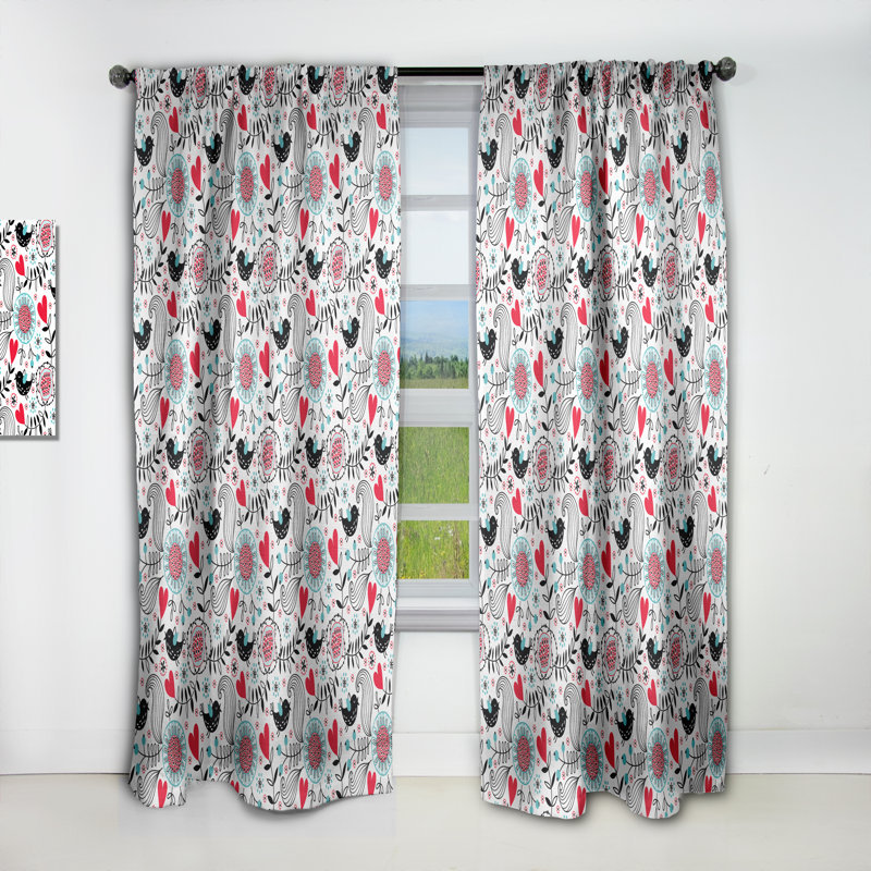 Panneau de rideau occultant à motif coloré avec motif floral coloré et coloré, L 52 po x L 84 po