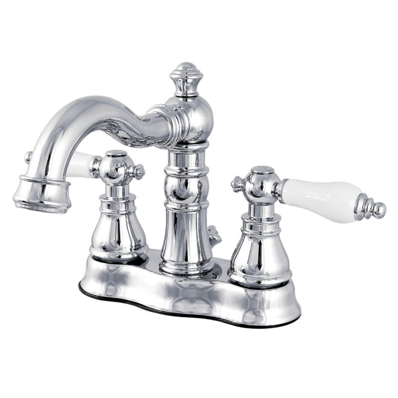 Kingston Brass American Patriot Two-Handle 3-Hole Deck Mount 4" Centerset Bathroom Faucet with Pop-Up Drain